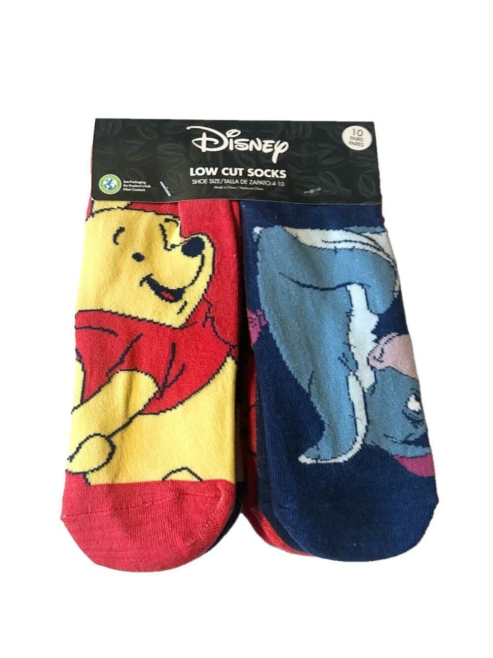 Disney 10 Pairs of Low Cut Sock Winnie The Pooh NEW